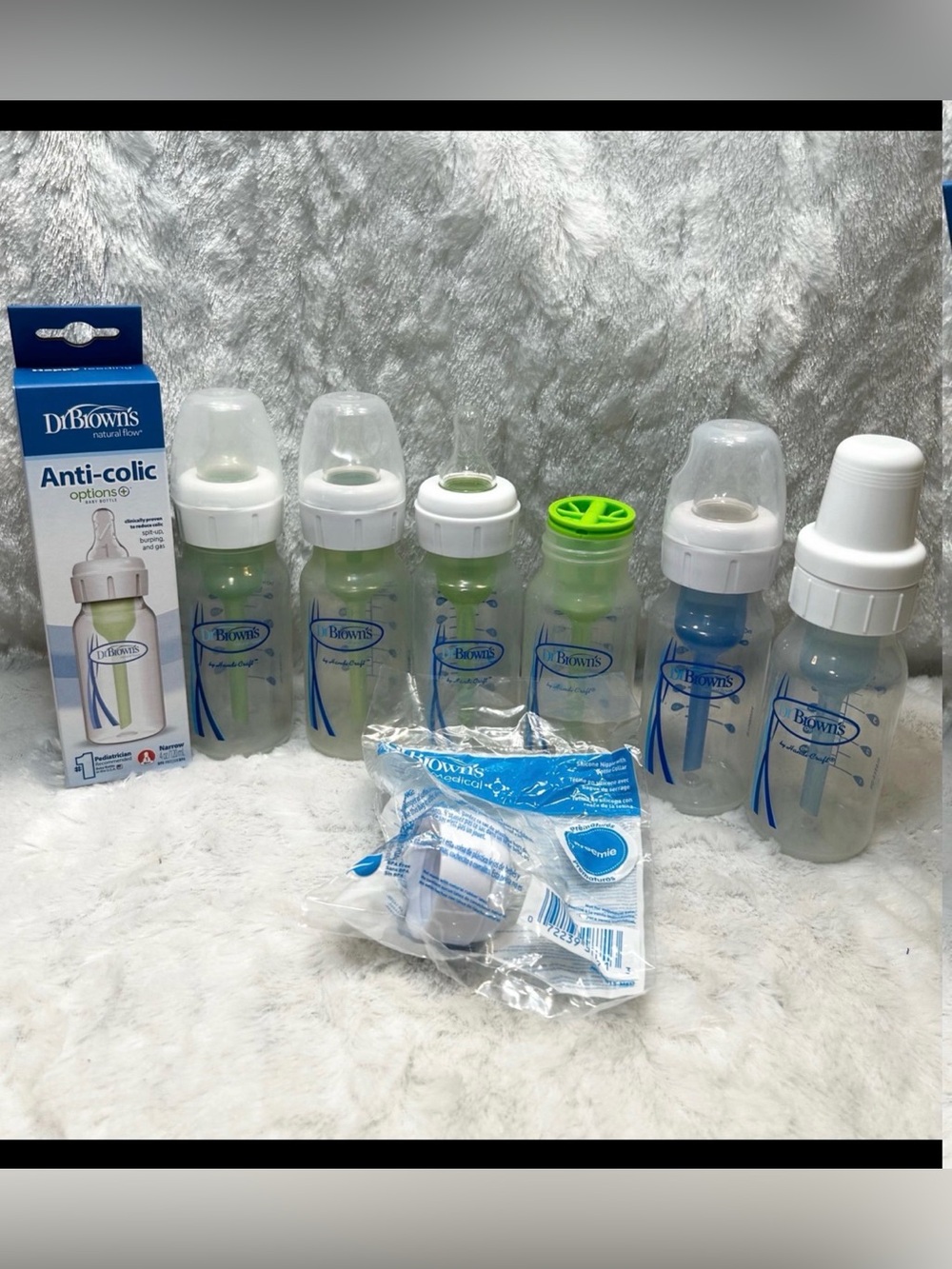 LOT OF 6 Used Dr. Brown's 4 Ounce Anti-Colic Baby Bottles & 1 NEW Bottle